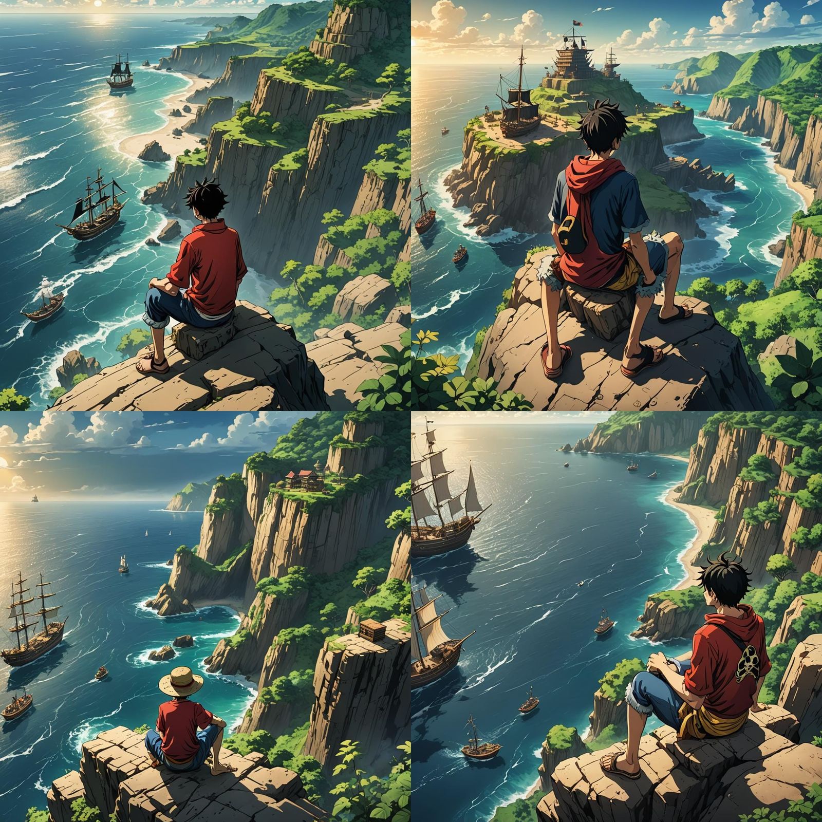 Luffy on Cliffside: Anime-Style Pirate Adventure
