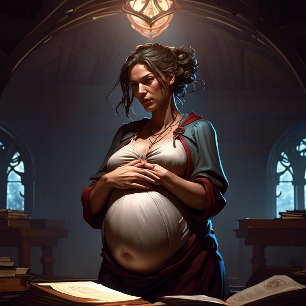 Pregnant Teacher: Dark Fantasy Concept Art