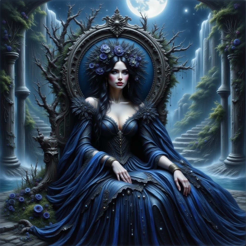Gothic Celestial Goddess in Impasto Oil Painting Style