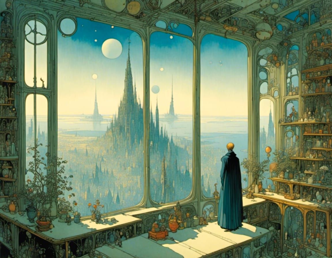 Dreamy Gaze Out Window in Enchanted World