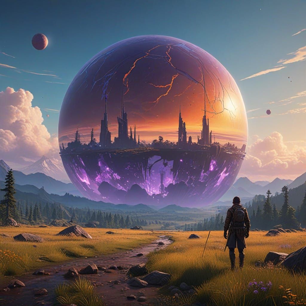 Surreal Ethereal Orb in a Celestial Realm