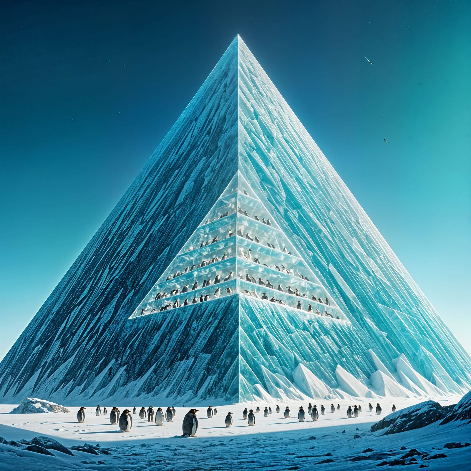 Antarctic Ice Pyramid Home to Penguin Society