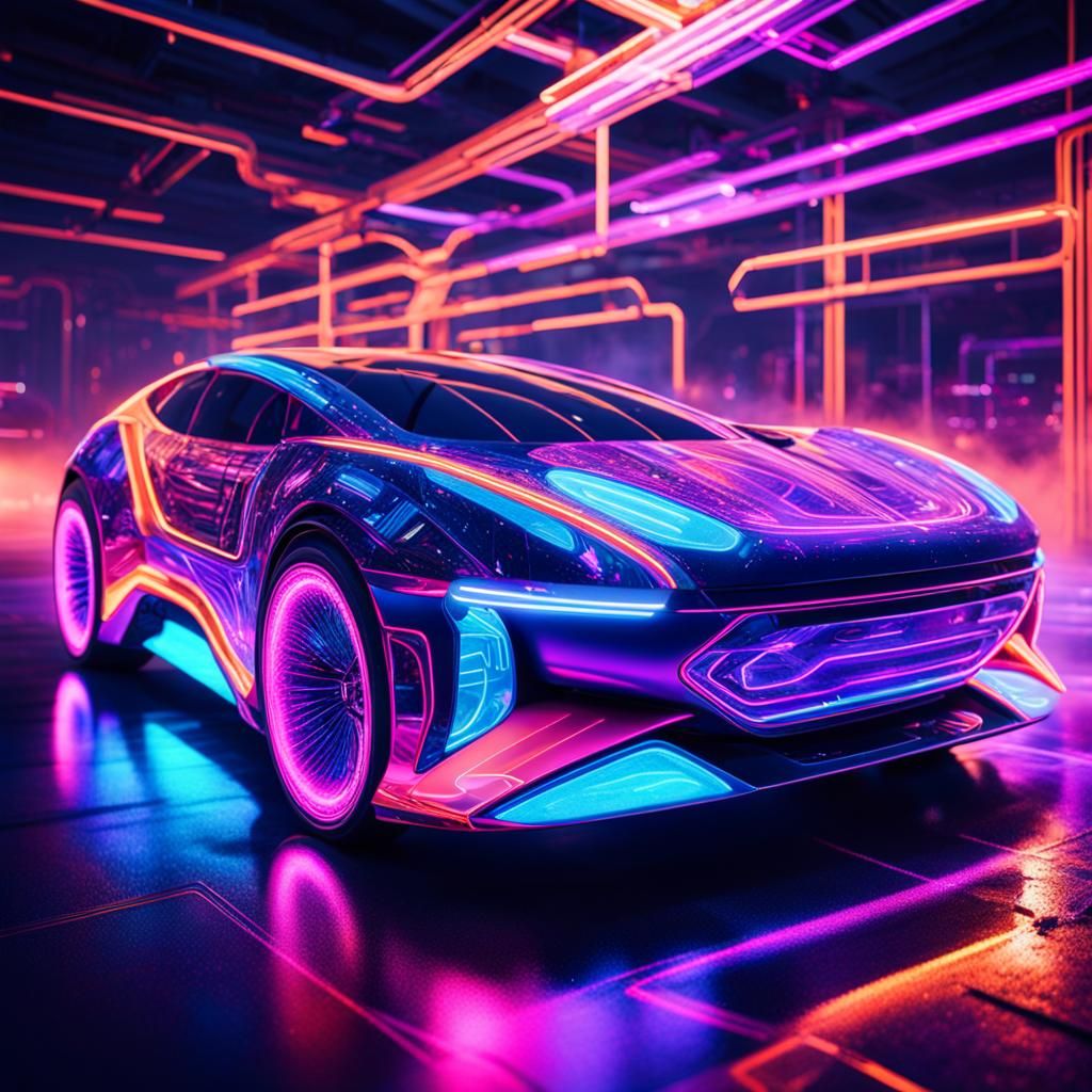 Visionary Concept Car with Neural Circuit, Detailed Matte Pa...