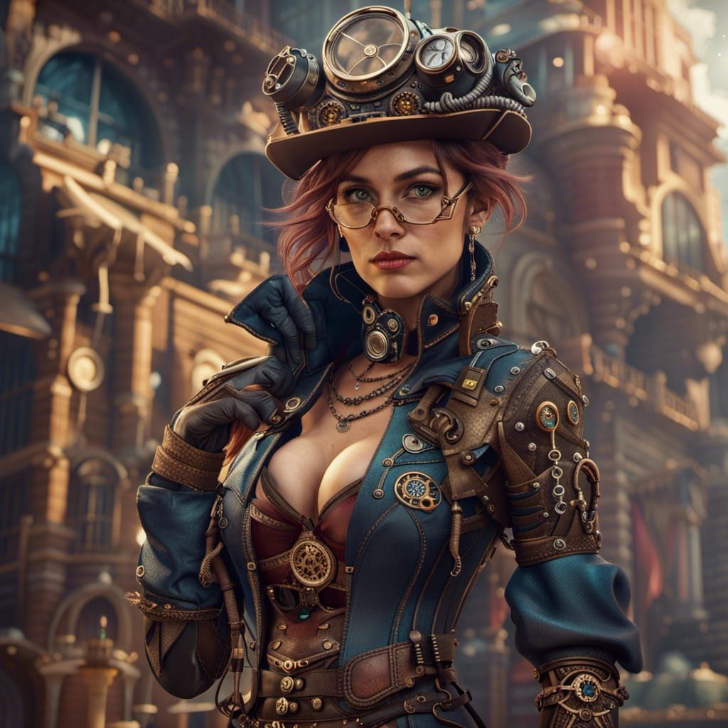 Steampunk Puma Girl: Detailed Fantasy Concept Art