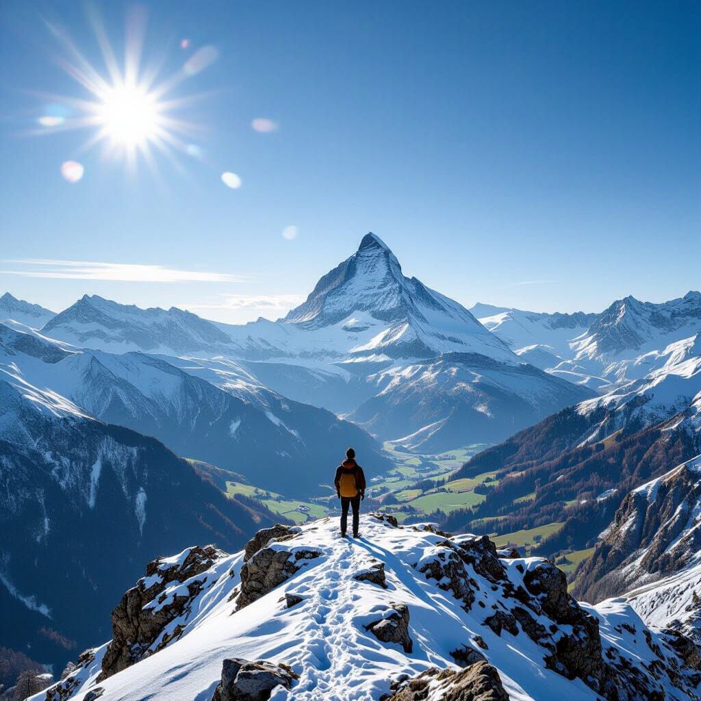 Swiss Alps Vista from Windswept Peak: Photography