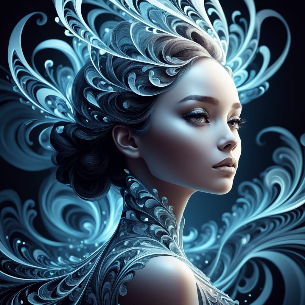 Stunning Model in Abstract Fractal Art