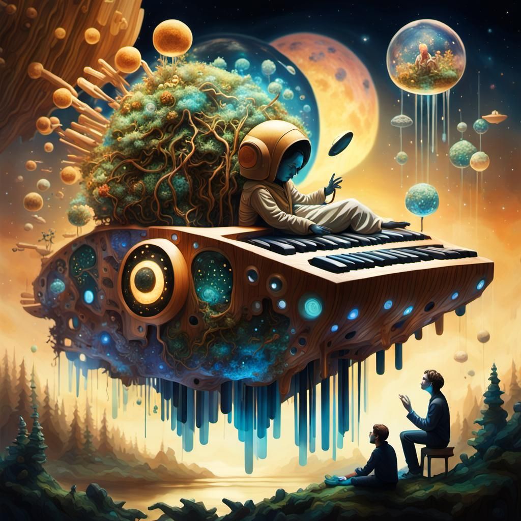 Ethereal Figures Composing Surreal Poems in Digital Art