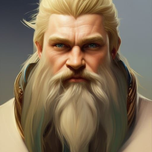 Dwarf Druid Portrait in Art Nouveau Style