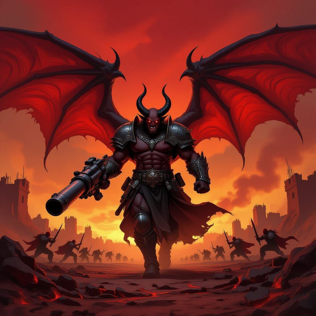 Gargantuan Devil Warrior on Avernus Battlefield