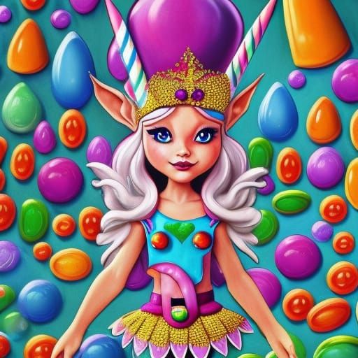 Candy Elf Warrior Queen in Hyperrealistic Digital Art