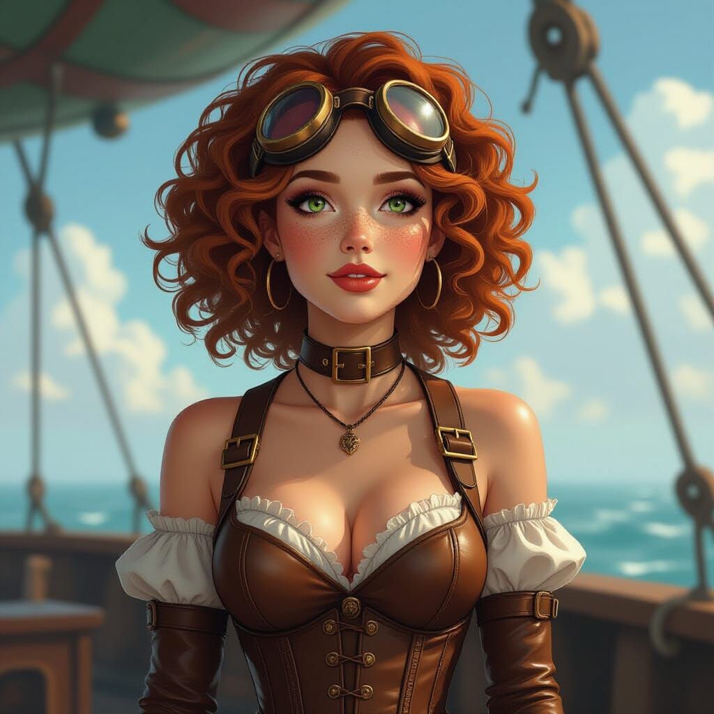 Airship Captain Gazing Out in Wonder