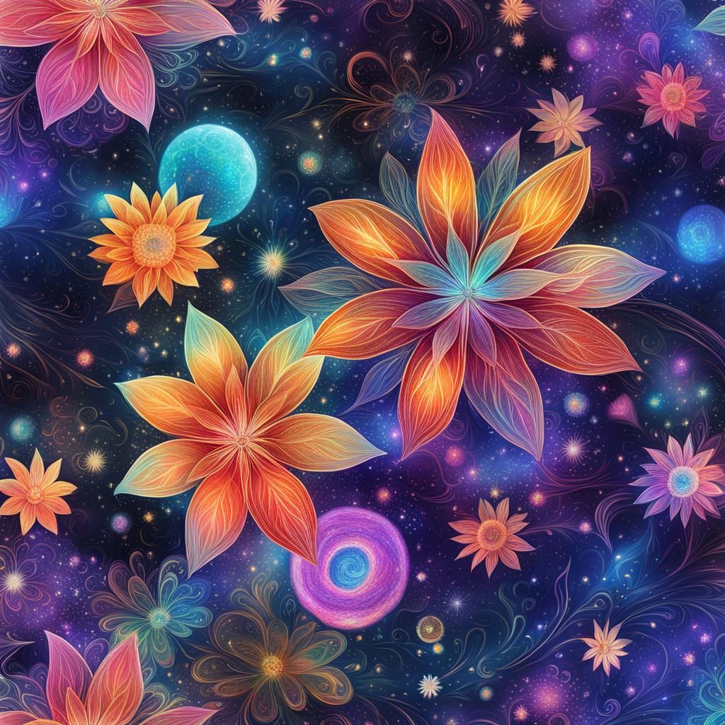 Holographic Cosmic Flower Pattern by Pablo Amaringo