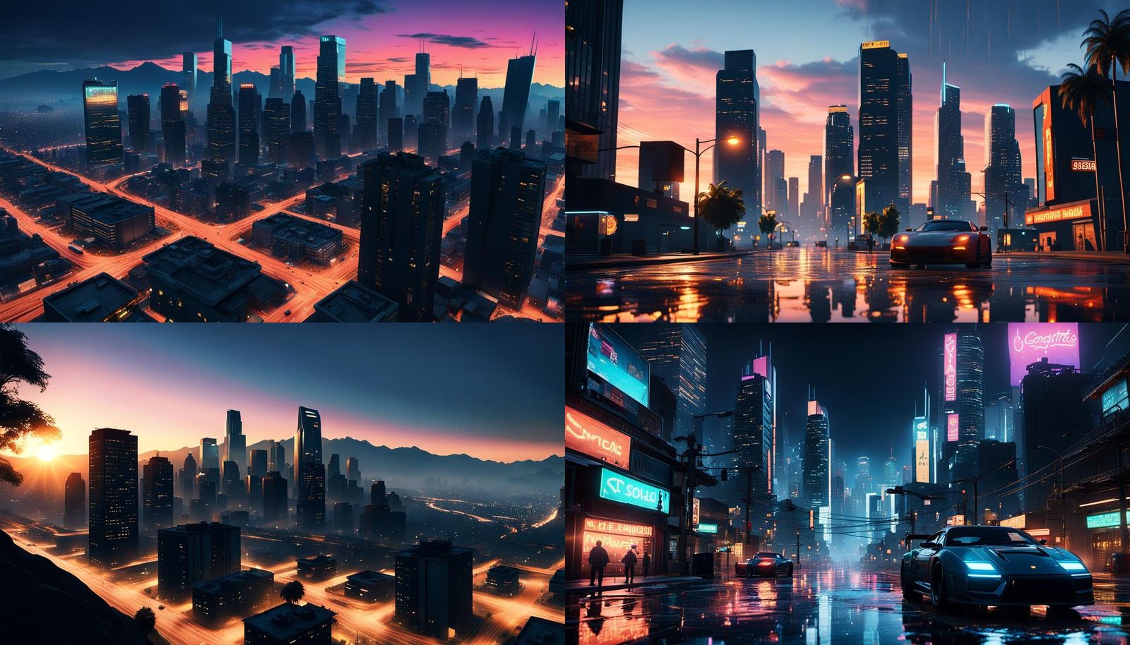 Los Santos Cityscape in 3D Game Style