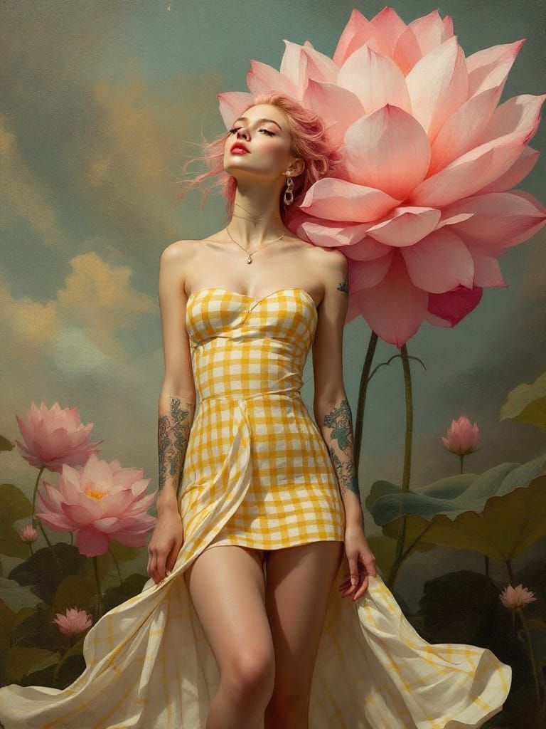 Ethereal Goddess Blooms Amidst Soft Thunder