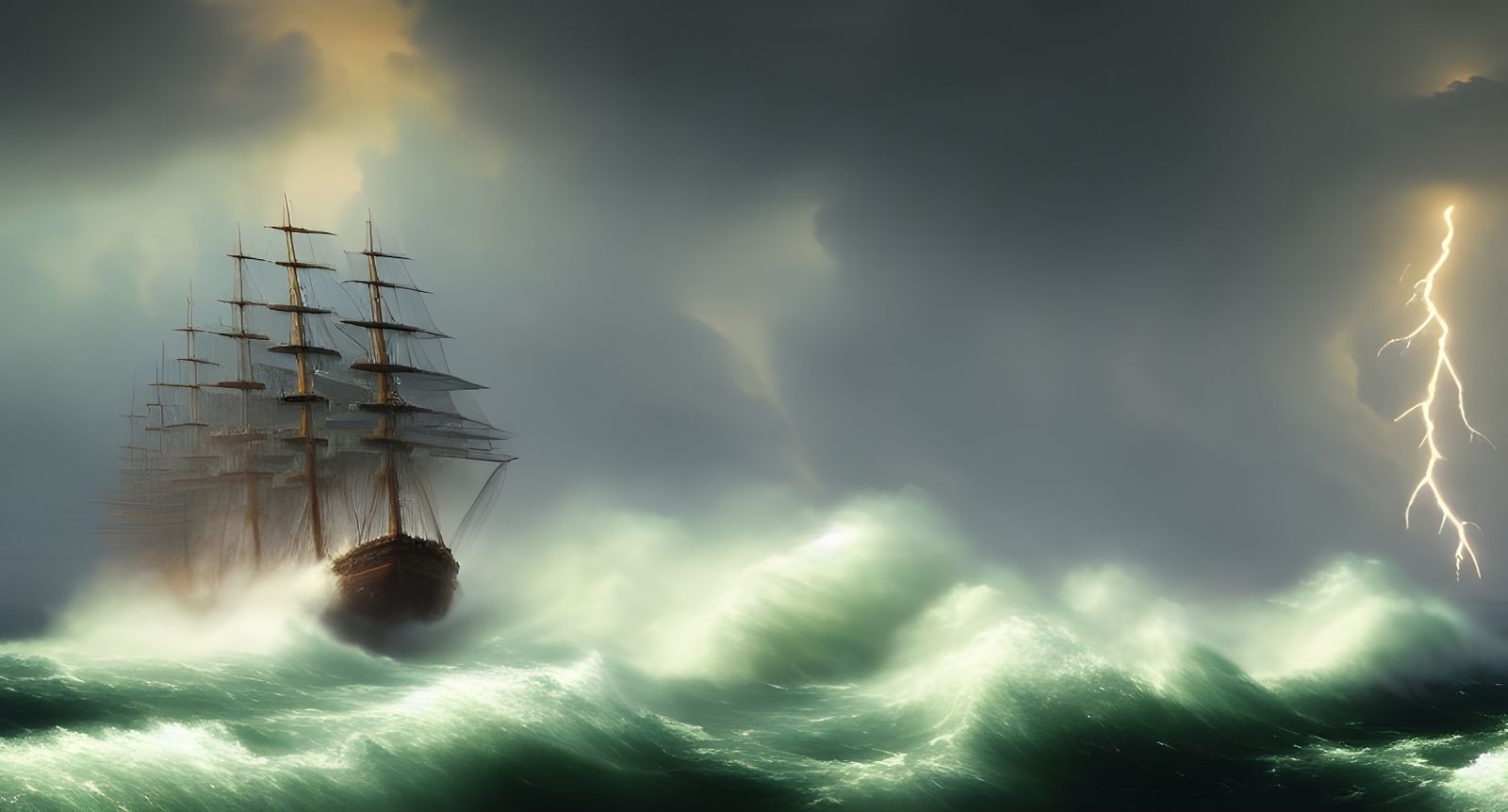 Galleons Confronting an Apocalyptic Storm