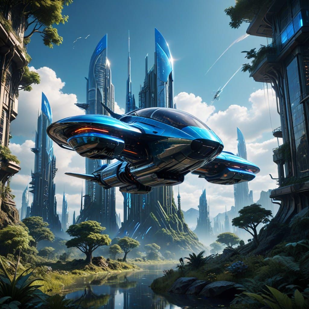 Crystal Spires in Harmony with Nature, Powered by Celestial...