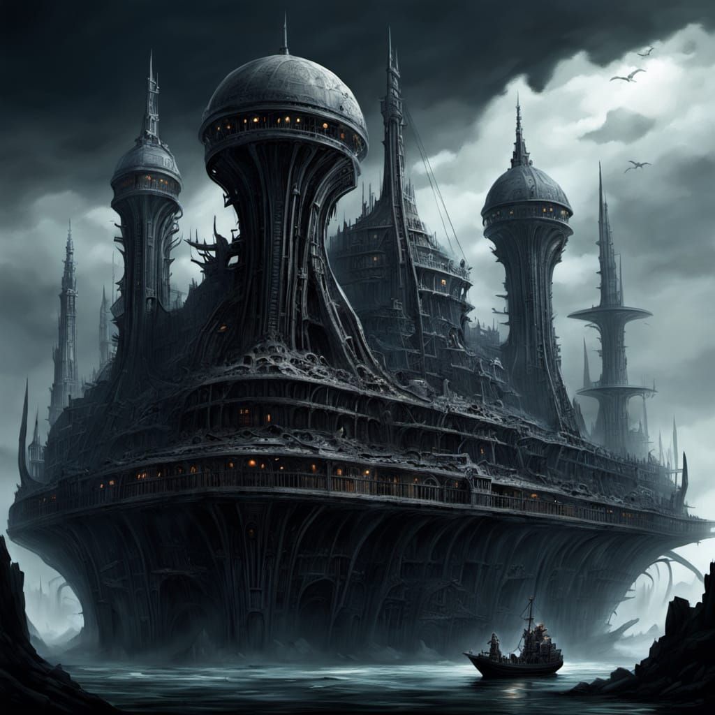 City Built Inside Giant Leviathan Skeletons