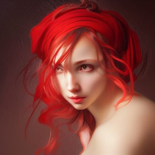 Baroque Portrait of a Lady in Red Dress