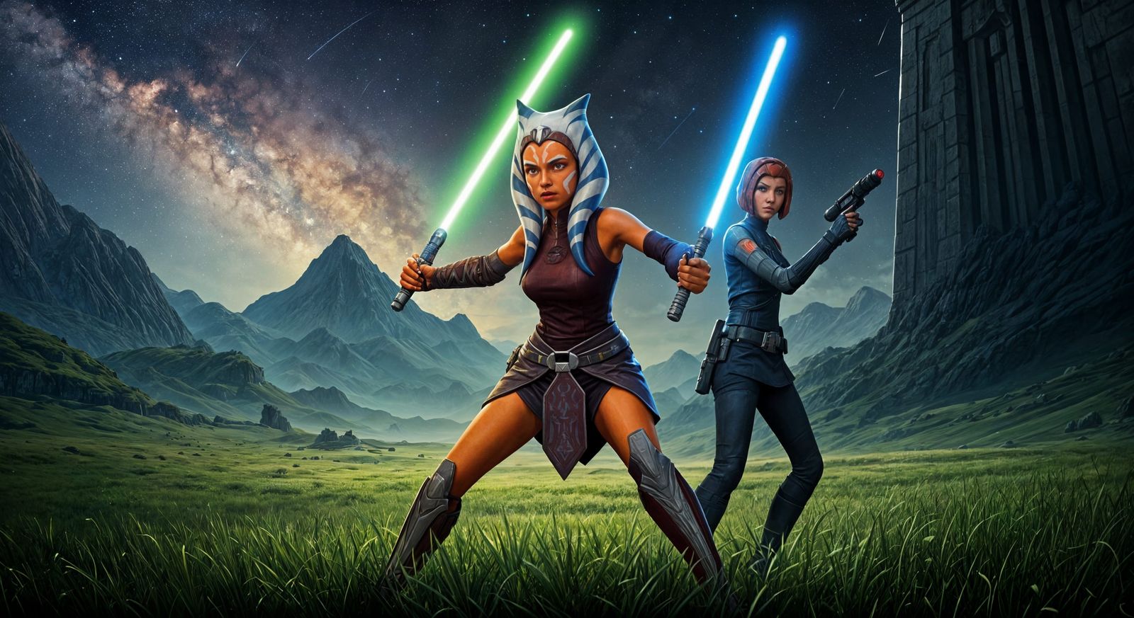 Ahsoka and Bo, Star Wars Heroes in Combat Readiness