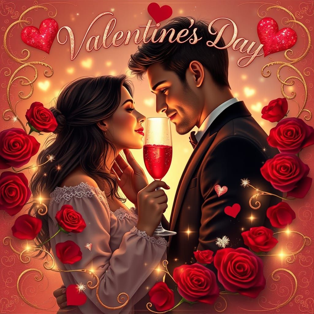 Whimsical Valentine's Day Moment in Golden Light