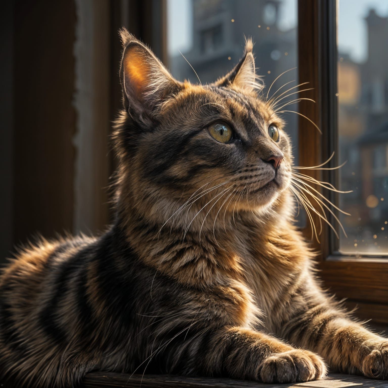 Tortoiseshell Cat Basks in Warmth
