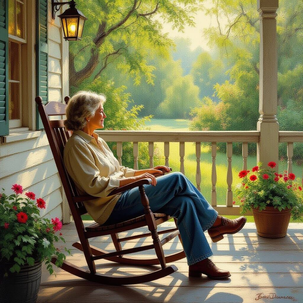 Nostalgic Moment on a Rustic Porch