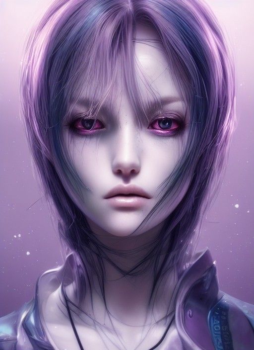 Vibrant Android Women Portrait in Anime Key Visual Style