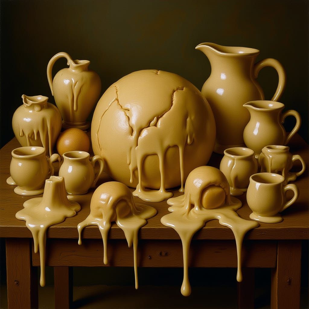 Melting Sourdough Still Life: Surreal Dreamscape