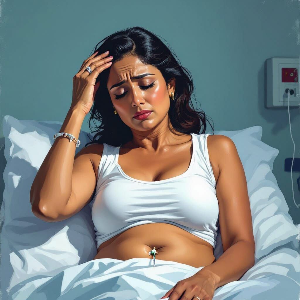Woman in Hospital Room Experiencing Pain