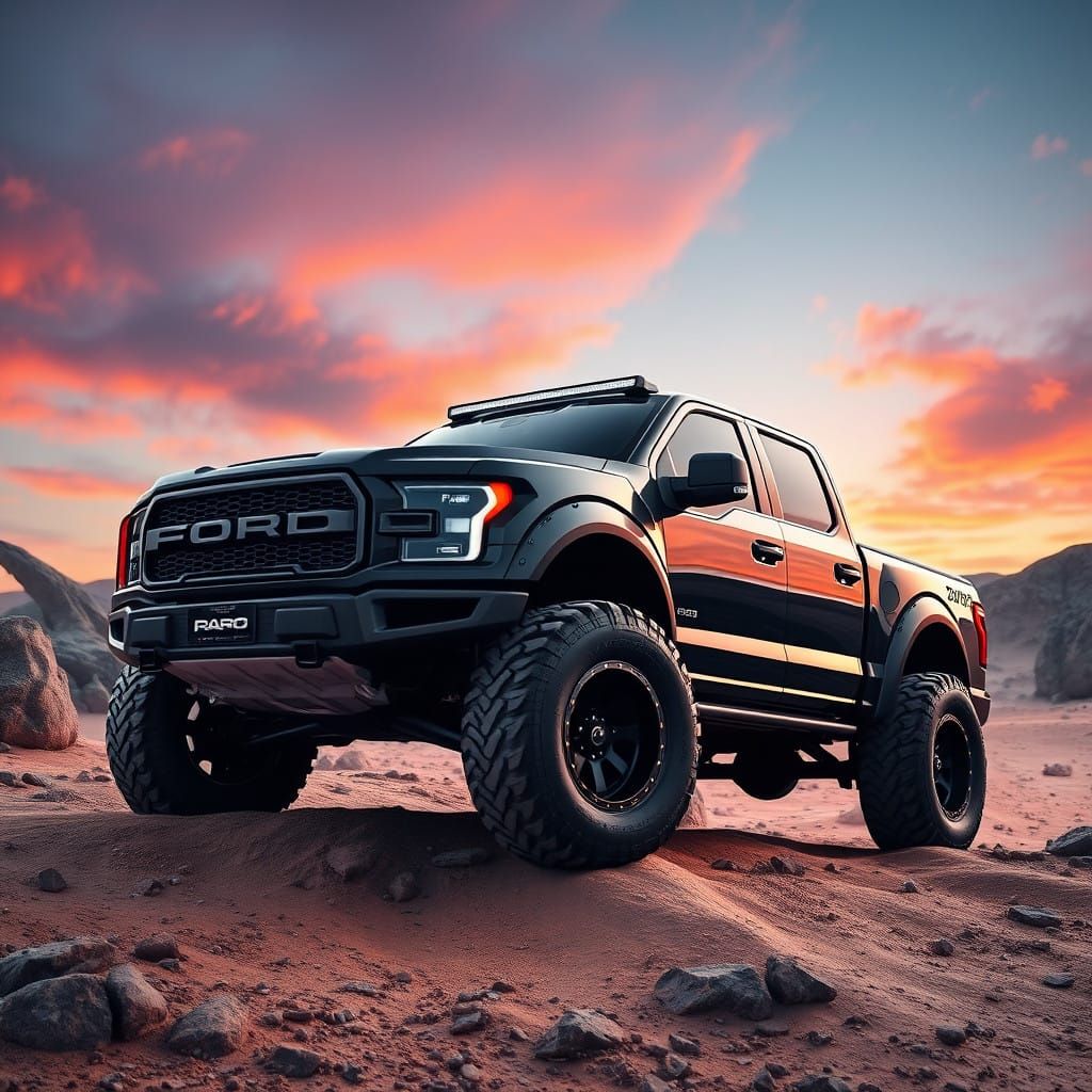 Aggressive 2025 Ford Raptor in All-Black Finish Offroading w...