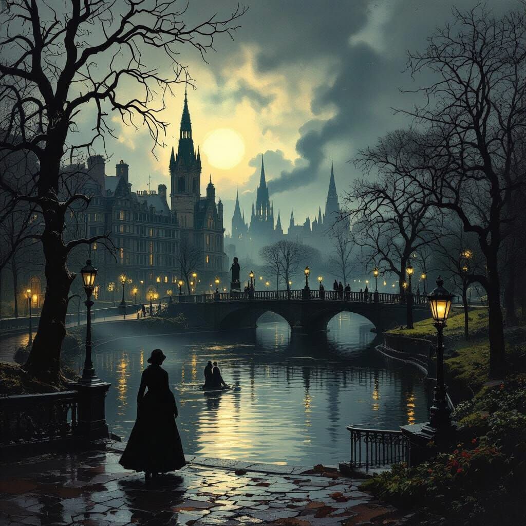 Victorian Park in Horror Style