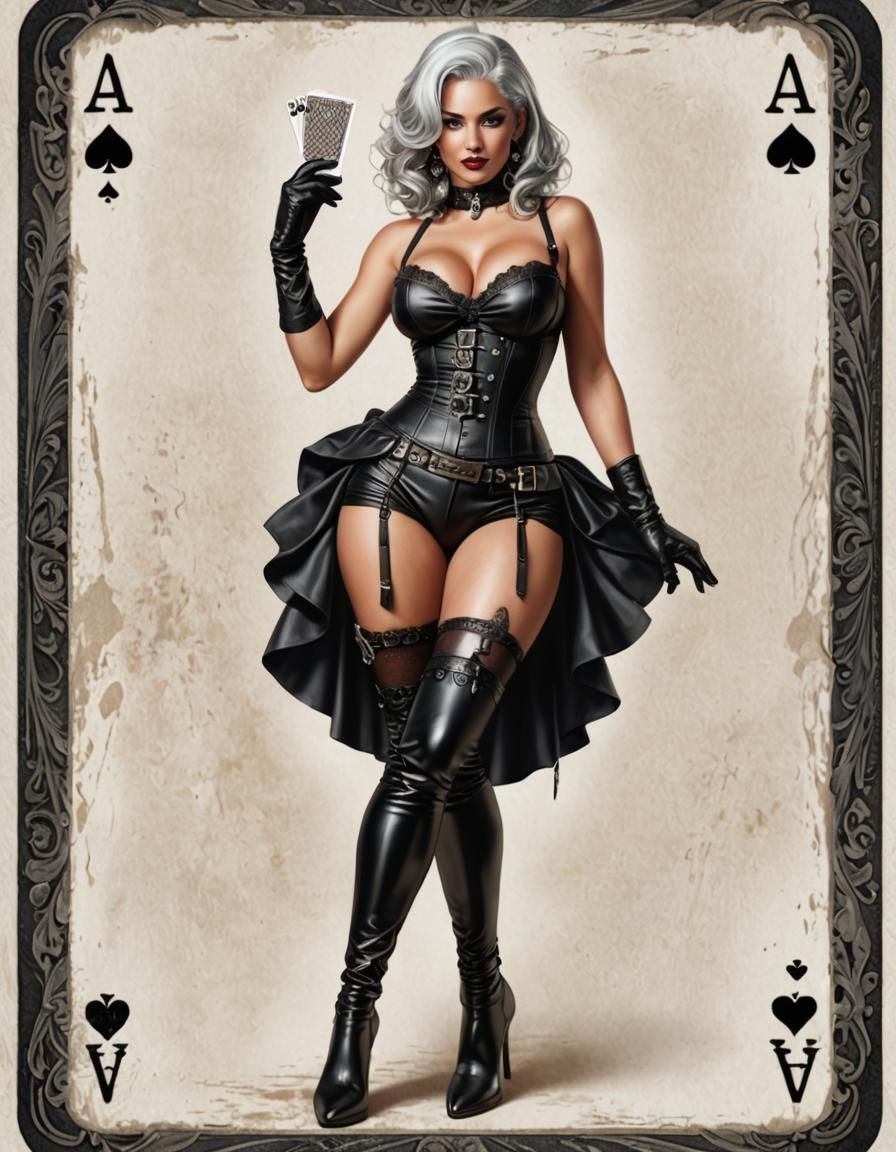 Ace of Spades Pinup Girl in Hyperrealistic Style