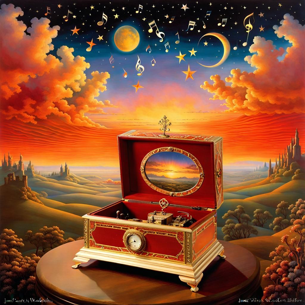 Magical Music Box in a Dreamy Landscape
