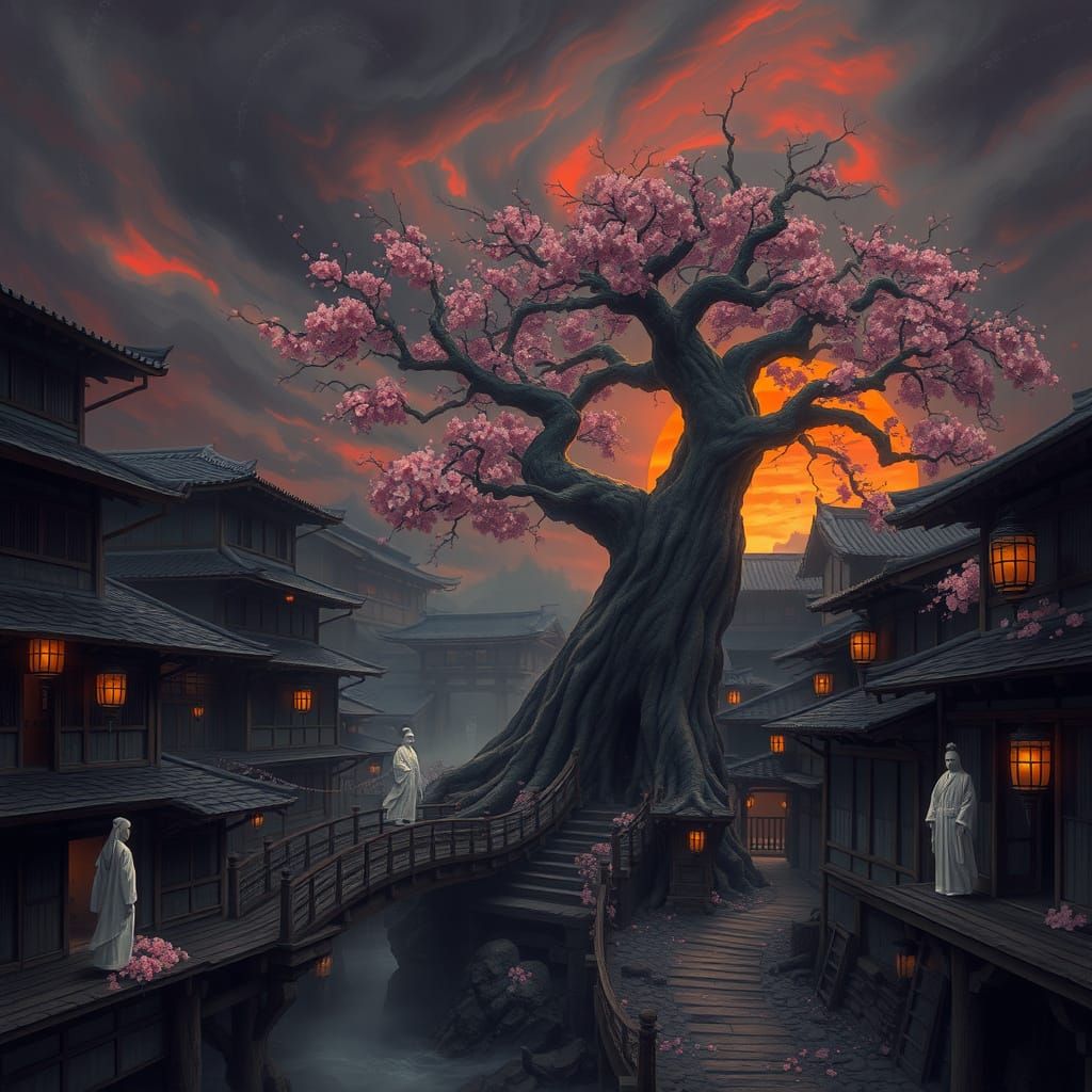 Ethereal Cityscape: Ancient Japan's Mystic Dream