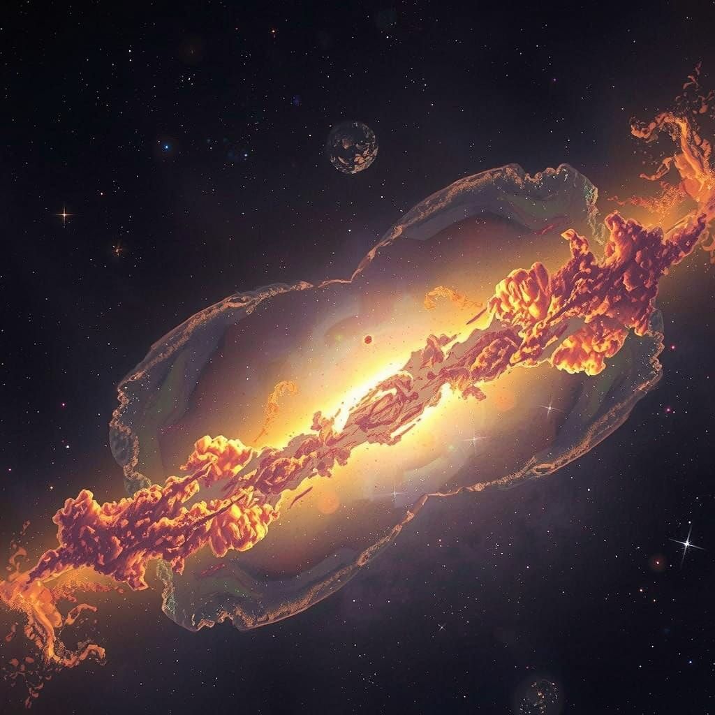 Golden Galaxy Vista in Fantasy Concept Art Style