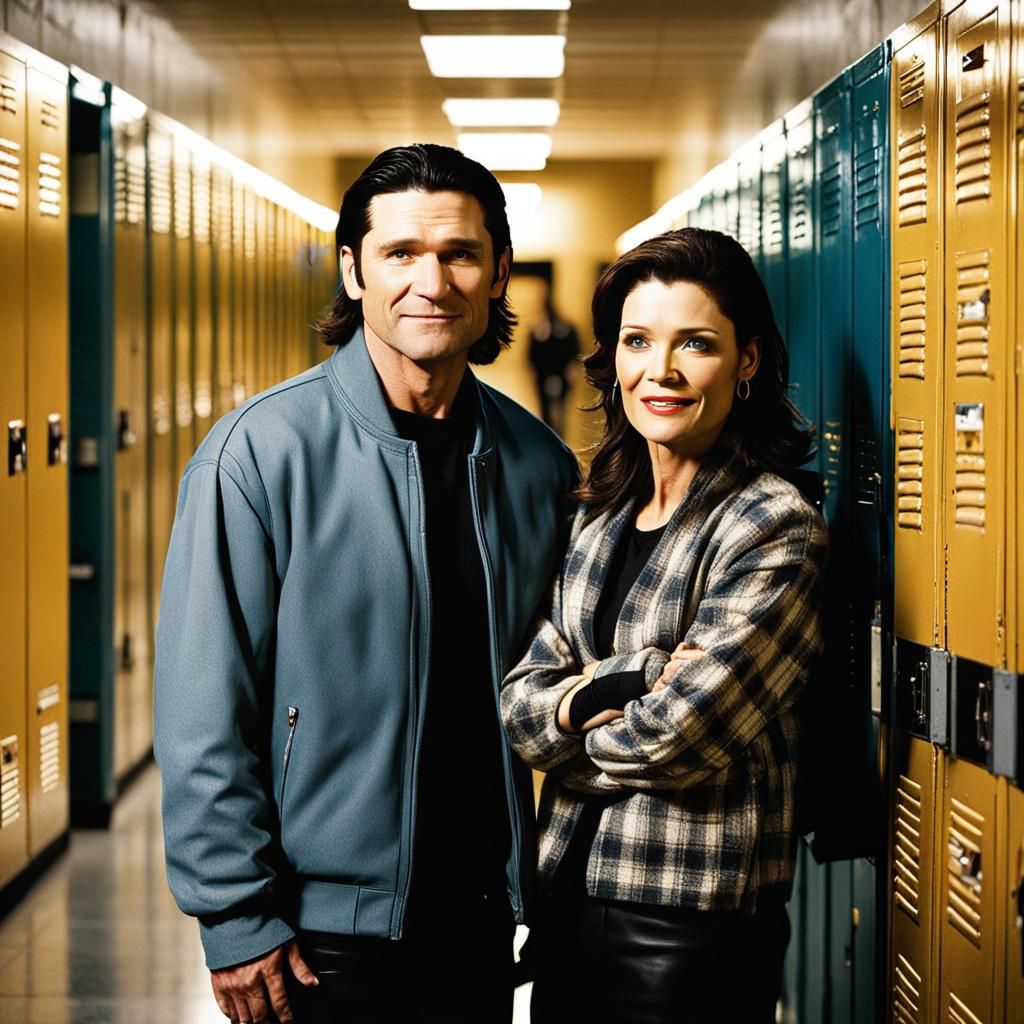 90s High School Scene with Golden Lighting