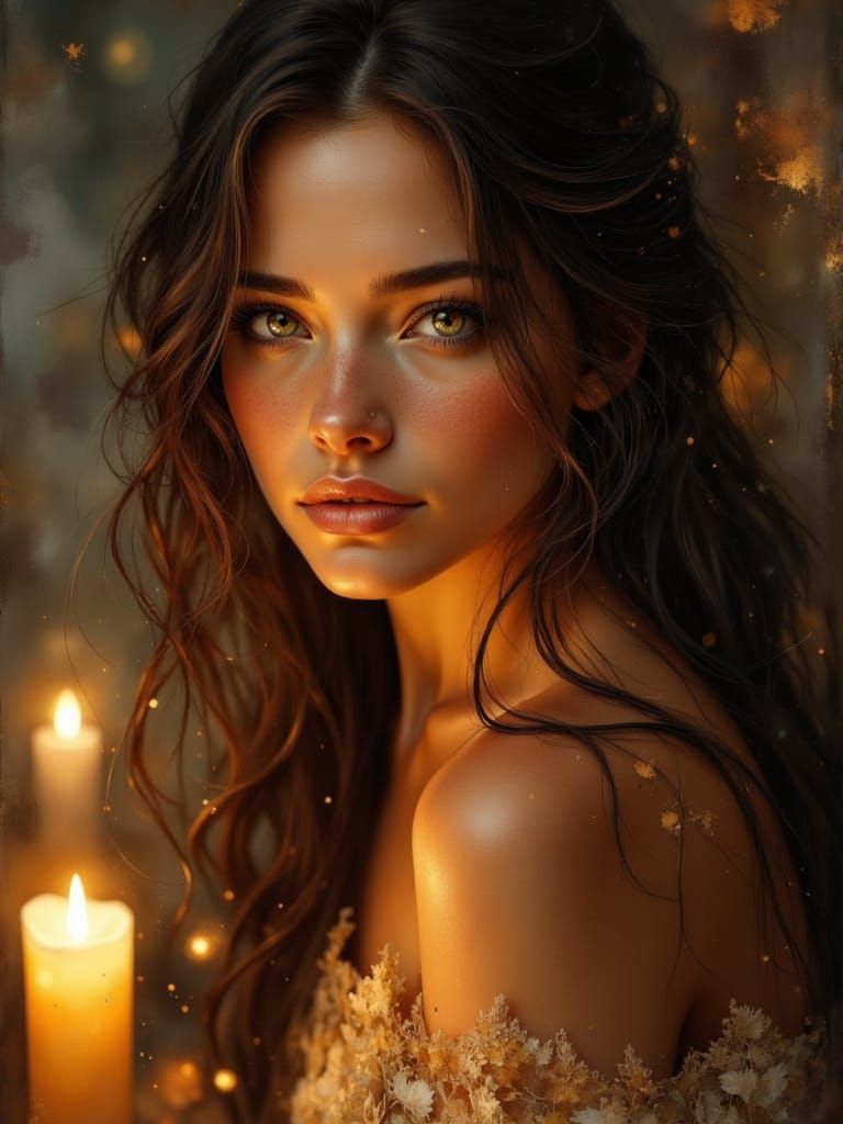 Beautiful Woman in Candlelight, Emotional Realism