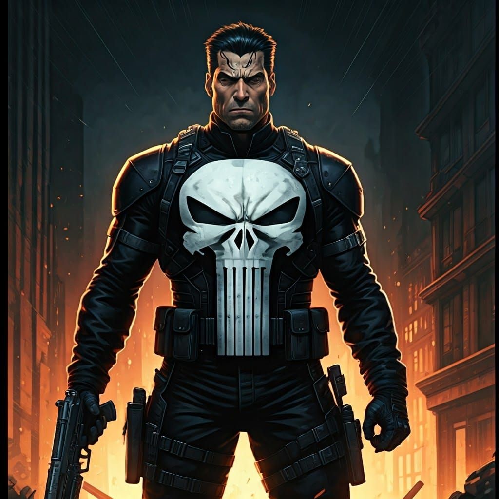 The Punisher: Detailed Realism Meets Graphic Comic Style