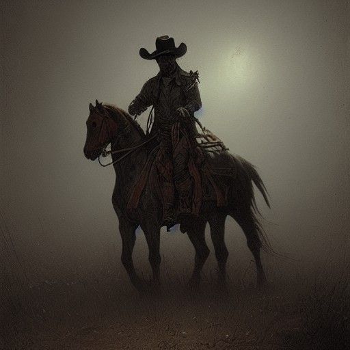 Undead Cowboy in Horror Art Style