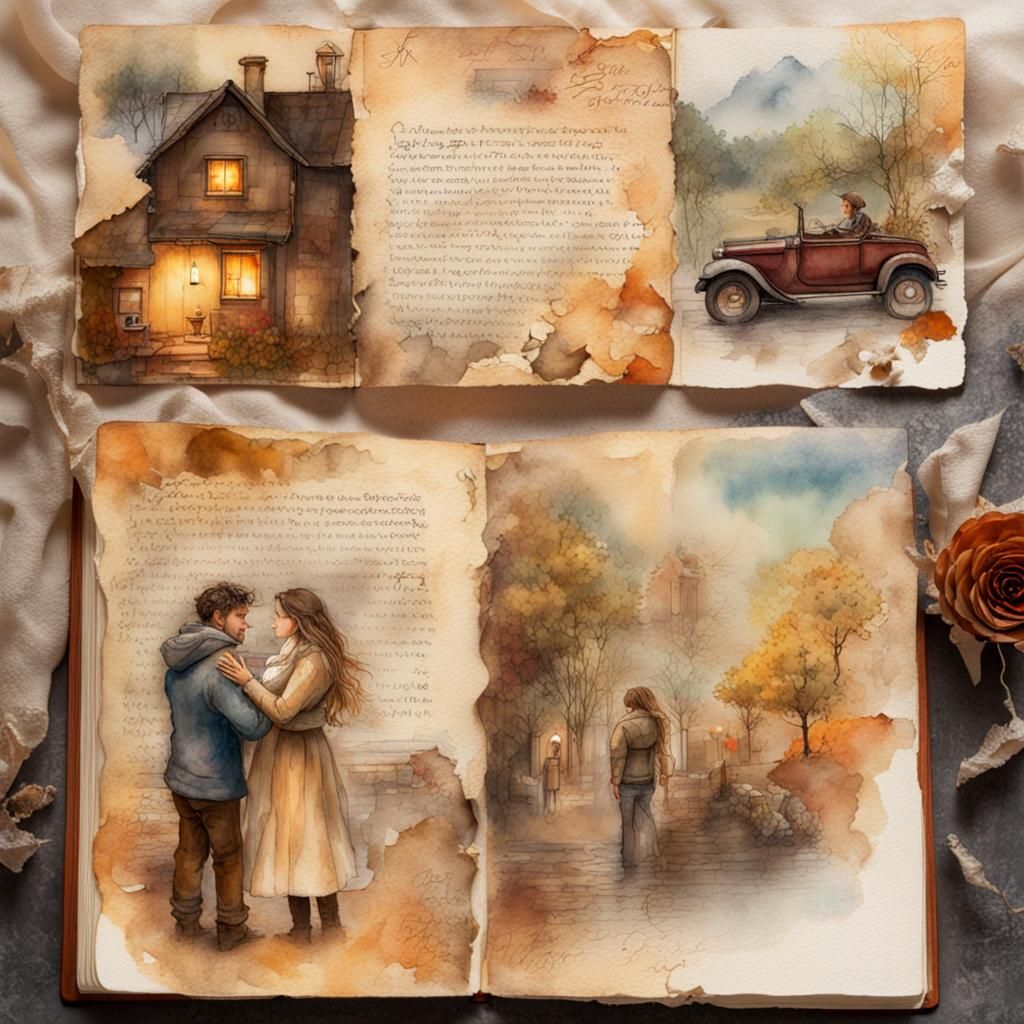 Love Storybook Pages in Mixed Media Collage