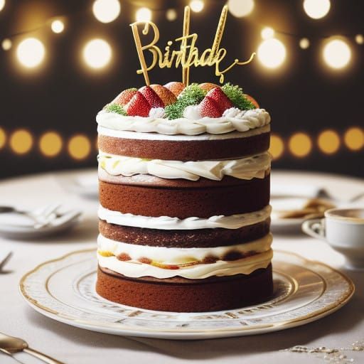 Decadent Italian Birthday Cake with Vibrant Candles