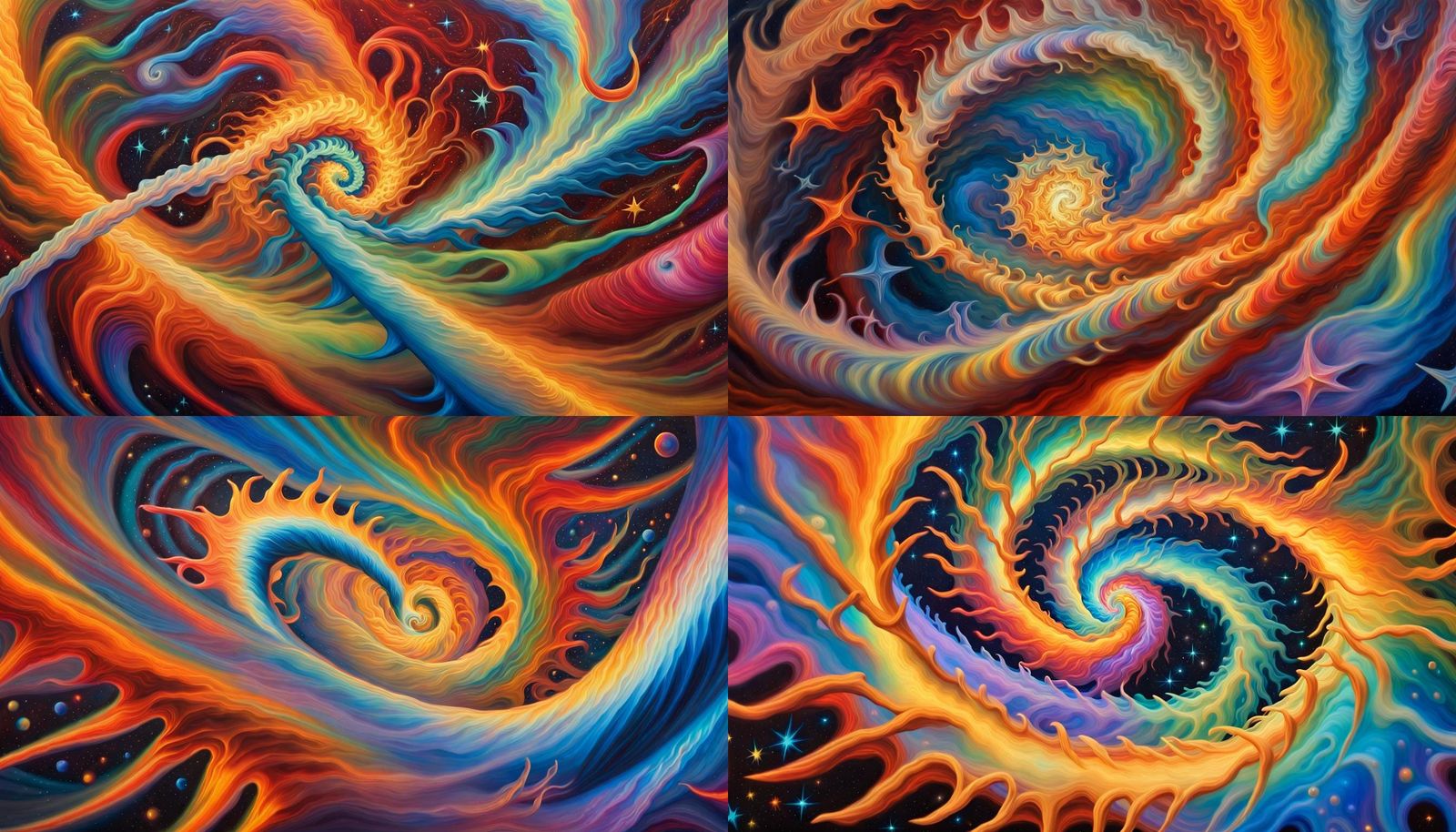 Iridescent Plasma Filament Protostar Cluster in Oil Painting...