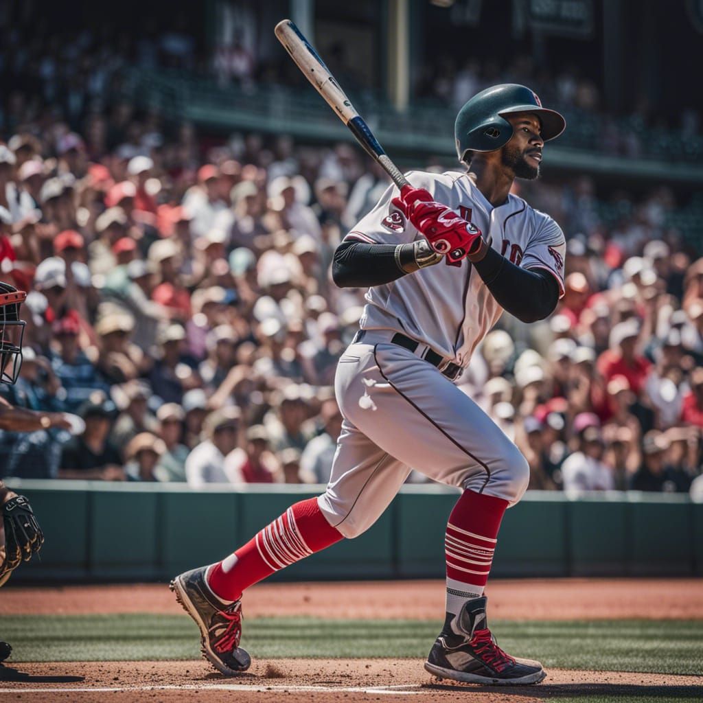 Red Sox Player's Home Run: Mixed-Media Baseball Art