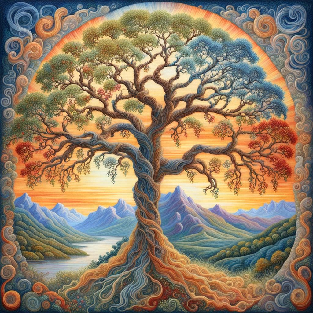 Spaghetti Tree in Visionary Art Style