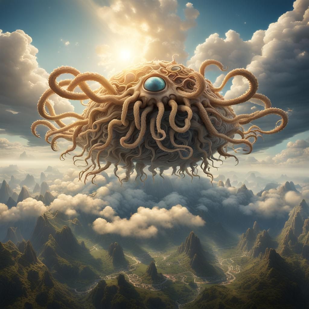 Flying Spaghetti Monster Over the World