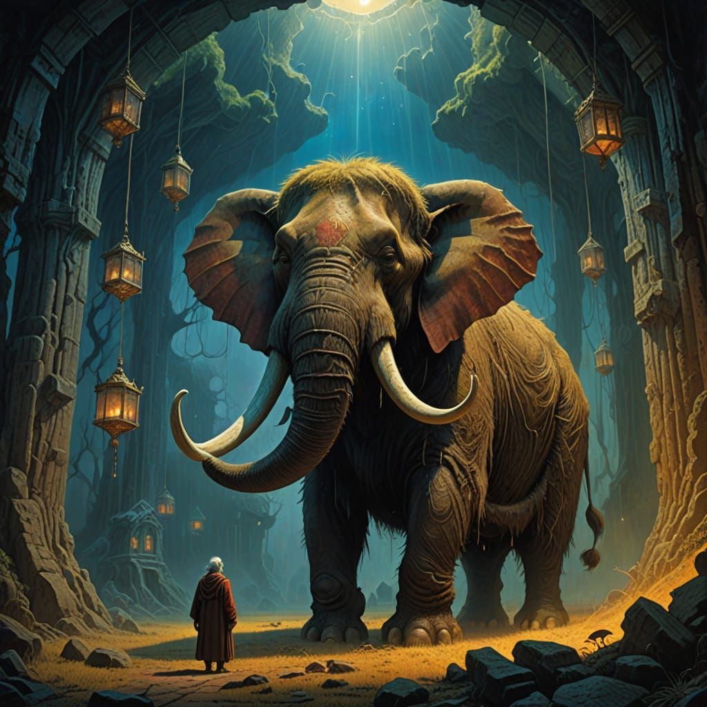 Surreal Mammoth Ears in Ethereal Radiance