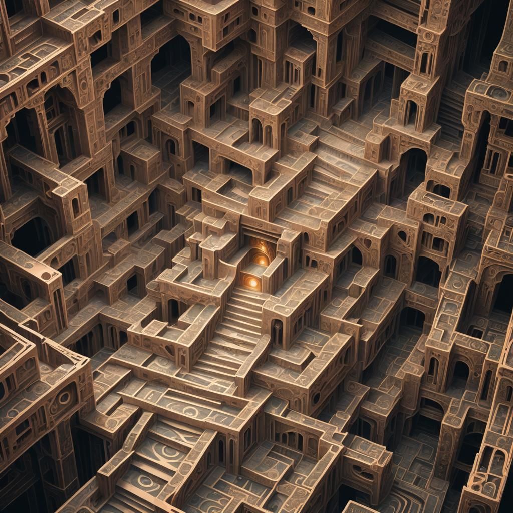 Endless Fractal Staircase Labyrinth with Portals