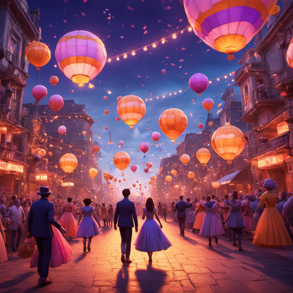 Vibrant Carnival at Sunset: 3D Digital Art