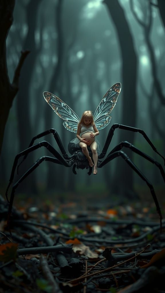 Pregnant Fairy Rides Black Widow Through Dead Forest