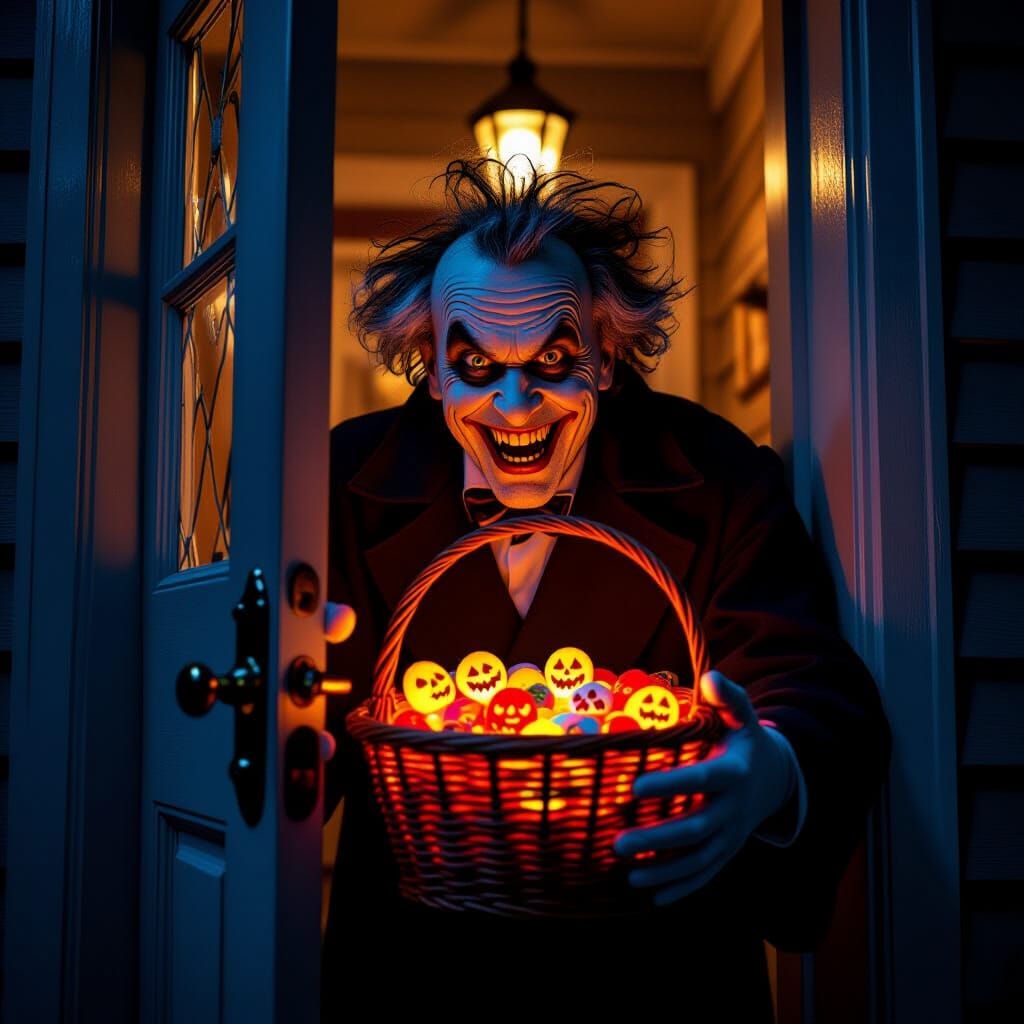 Mad Scientist Offers Glowing Candy on Halloween